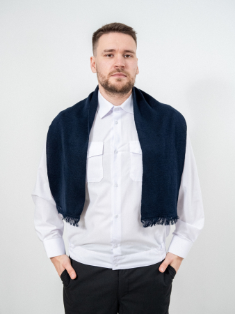 Шарф, синий, пан, шерсть - интернет магазин Полигон