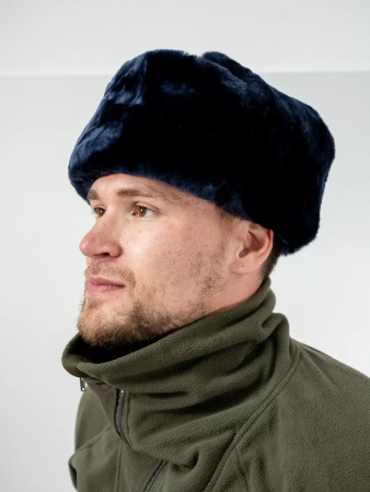 Шапка-ушанка из (сукно морская волна) МЧС, синий, овчина - интернет магазин Полигон